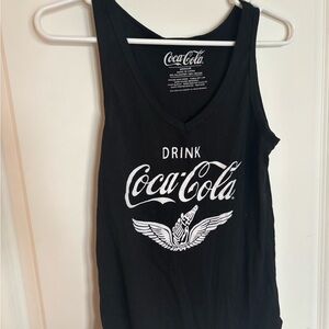 Coca Cola Women's Black and White Logo Tank Top